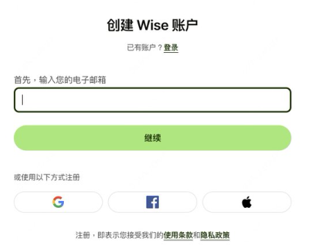 Wise开户-填写邮箱